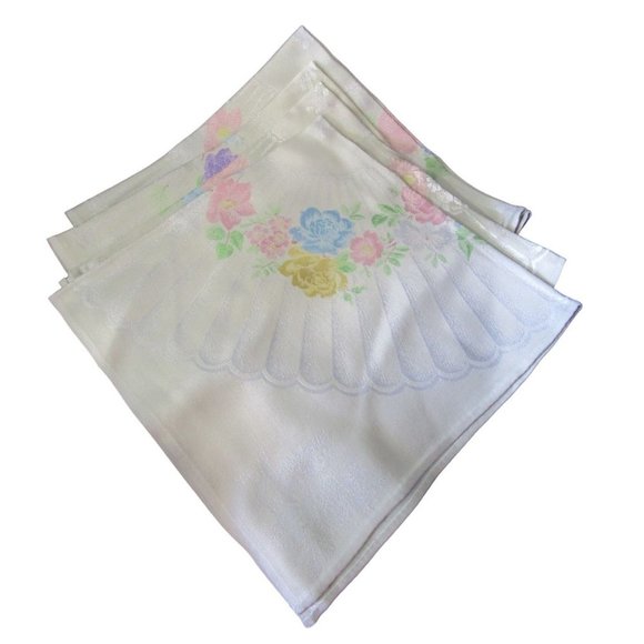 Dove Gray Cotton Rayon Blend Hand Colored Damask Floral Dinner Napkins Five - Picture 1 of 16